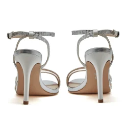 Rainbow Club R Collection Adele Elfenbein Satin Diamante verschönert Hochzeit Sandalen* Glitzernde Ballschuhe | Silberne Ballschuhe