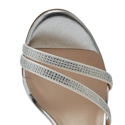 Rainbow Club R Collection Adele Elfenbein Satin Diamante verschönert Hochzeit Sandalen* Glitzernde Ballschuhe | Silberne Ballschuhe