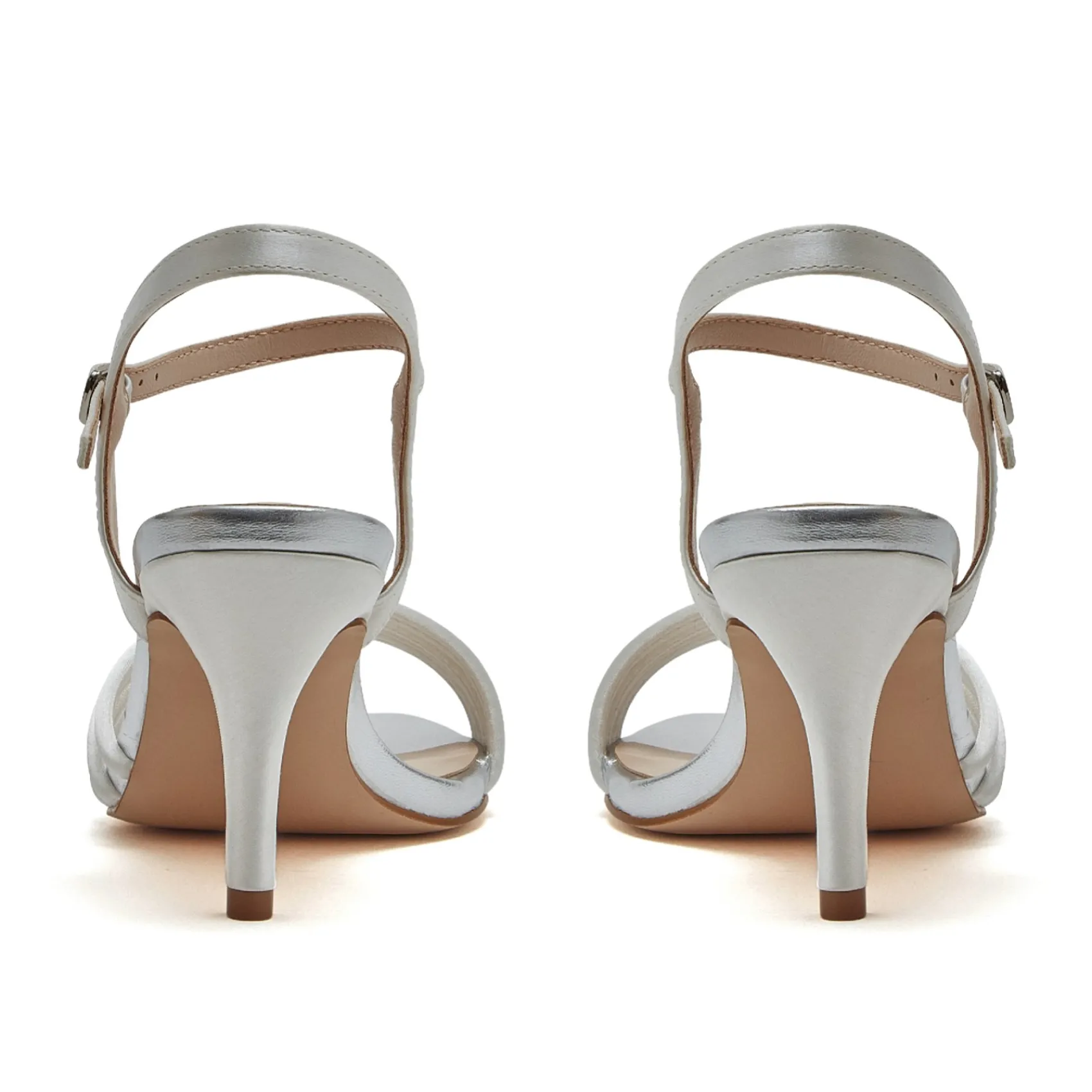 Rainbow Club R Kollektion Dakota Elfenbein Satin Riemchensandalen mit mittlerem Absatz* Weiße Ballschuhe | Abschlussball-sandalen
