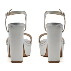 Rainbow Club R Sammlung Jasmin Elfenbein Satin hohe Blockabsatz klobig Plattformen* Weiße Ballschuhe | Abschlussball-sandalen