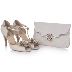 Rachel Simpson Gabriella Blush Elfenbein Leder T-Bar Hochzeit Schuhe* Hochzeitsschuhe | Designer-hochzeitsschuhe