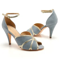 Rachel Simpson Mary Blau Wildleder Vintage inspiriert Peep Toe Sandalen* Schuhe Für Hochzeitsgäste | Schuhe Für Die Mutter Der Braut