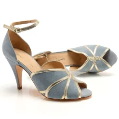 Rachel Simpson Mary Blau Wildleder Vintage inspiriert Peep Toe Sandalen* Schuhe Für Hochzeitsgäste | Schuhe Für Die Mutter Der Braut