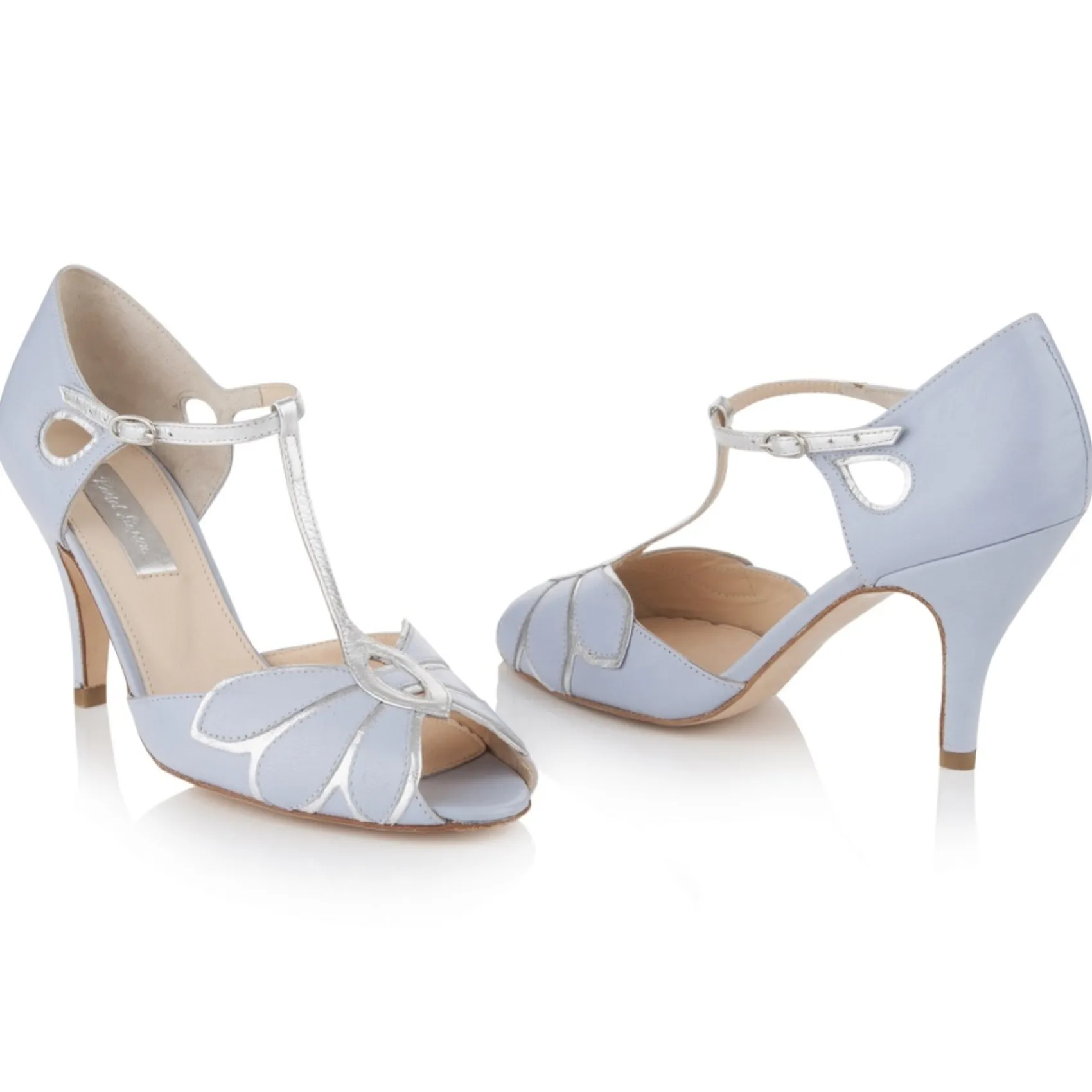 Rachel Simpson Mimosa Powder Blue Leder Vintage T-Bar Hochzeit Schuhe* Schuhe Für Hochzeitsgäste | Hochzeitsschuhe