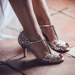 Rachel Simpson Mimosa Quartz Glitter Vintage T-Bar Schuhe* Schuhe Für Hochzeitsgäste | Hochzeitsschuhe