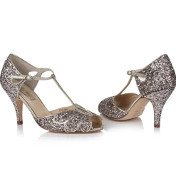 Rachel Simpson Mimosa Quartz Glitter Vintage T-Bar Schuhe* Schuhe Für Hochzeitsgäste | Hochzeitsschuhe