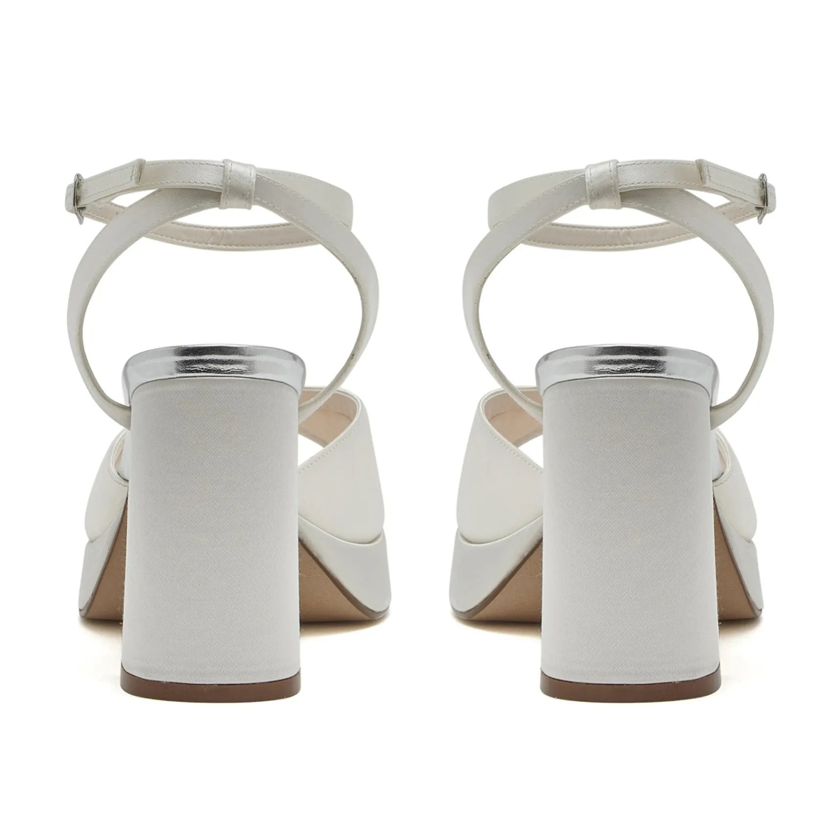 Rainbow Club Amy Färbbare Elfenbeinfarbene Satin Blockabsatz Plateau Sandalen* Schuhe Für Hochzeitsgäste | Schuhe Für Brautjungfern