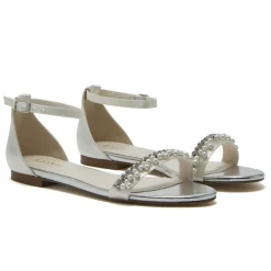 Rainbow Club Amyla Elfenbein Satin verschönert flache Hochzeit Sandalen* Hochzeitsschuhe | Schuhe Zum Färben