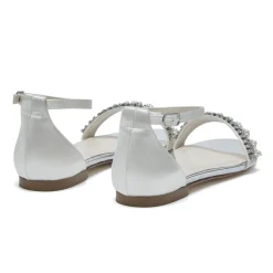 Rainbow Club Amyla Elfenbein Satin verschönert flache Hochzeit Sandalen* Hochzeitsschuhe | Schuhe Zum Färben