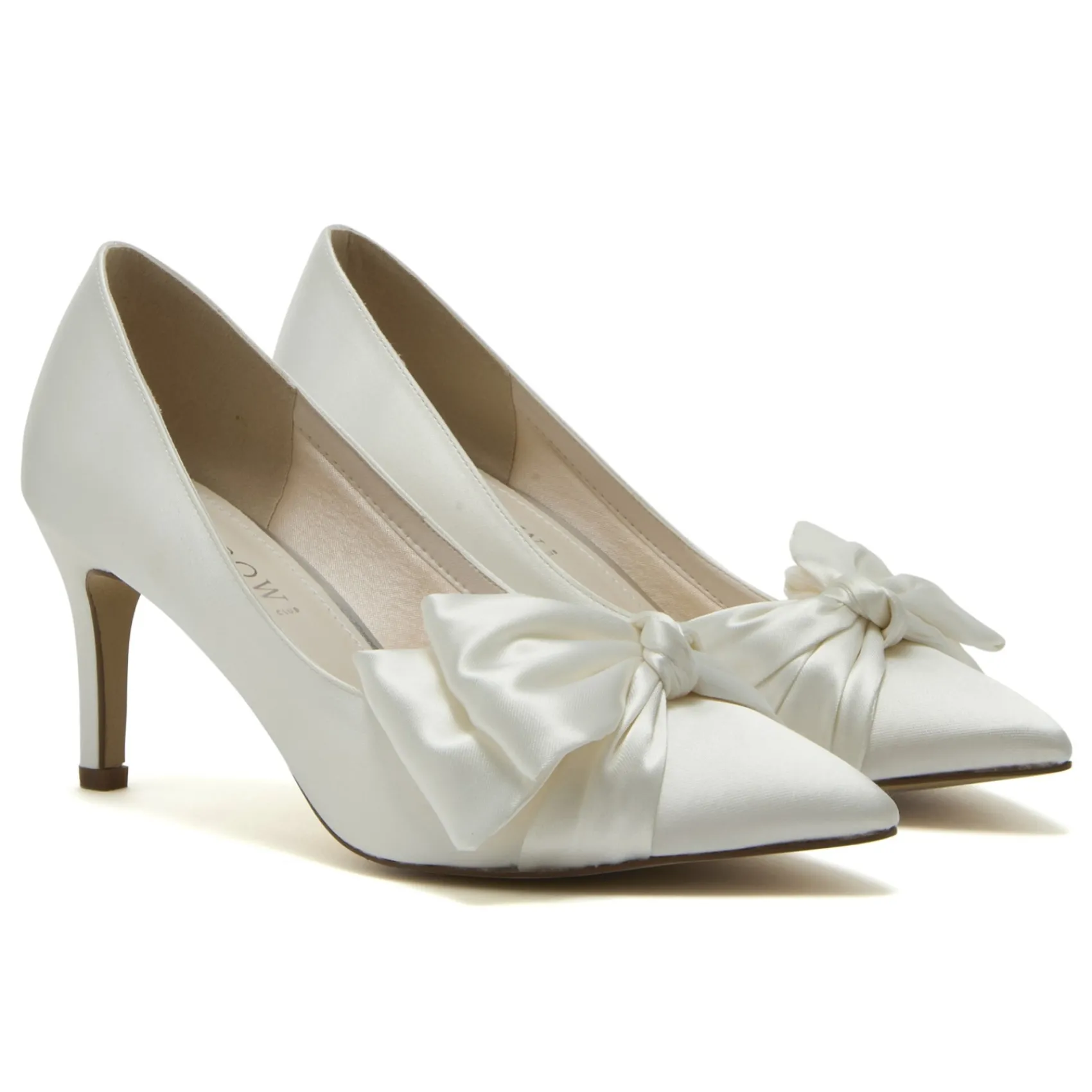 Rainbow Club Arabella Elfenbein Satin Asymmetrische Schleife Mittlere Ferse Gericht Schuhe* Hochzeitsschuhe | Schuhe Mit Mittlerem Absatz
