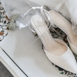 Rainbow Club Aria Färbbar Elfenbein Satin Slingback Riemchen Blockabsatz* Schuhe Für Hochzeitsgäste | Hochzeitsschuhe