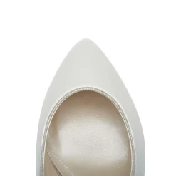 Rainbow Club Bambi Elfenbeinfarbener Satin und Silberner Gitter Blockabsatz Pumps* Schuhe Für Hochzeitsgäste | Hochzeitsschuhe