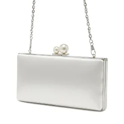 Rainbow Club Beau Dyeable Elfenbein Satin Box Clutch Bag mit Perlenschließe* Hochzeit Handtaschen