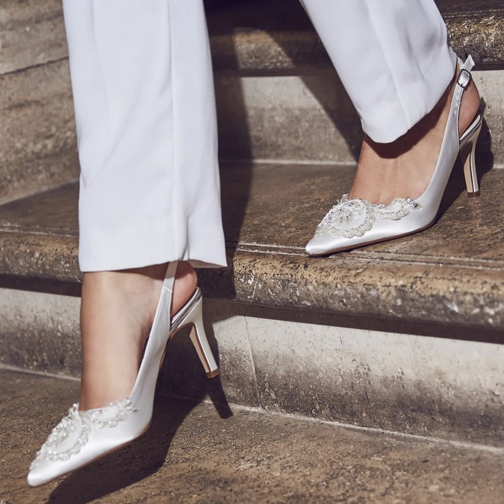 Rainbow Club Bridgitte Elfenbein Satin verschönert spitzen Schuhe* Schuhe Für Die Mutter Der Braut | Hochzeitsschuhe