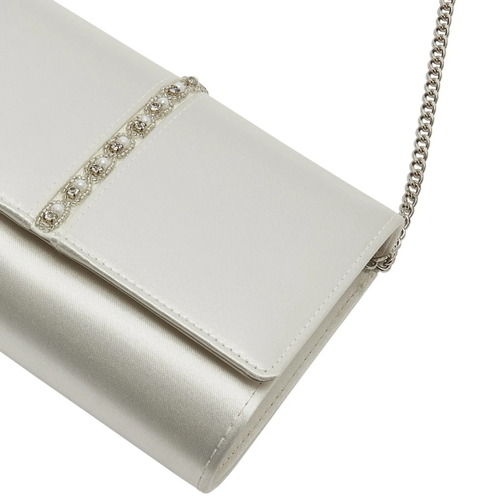 Rainbow Club Claudia Färbbare Elfenbeinfarbene Satin verschönerte Clutch Tasche* Hochzeit Handtaschen