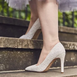 Rainbow Club Coco Elfenbein Schnee Glitter Spitze Court Schuhe* Glitzernde Ballschuhe | Weiße Ballschuhe