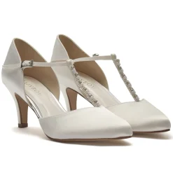 Rainbow Club Cordelia Färbbare Elfenbein Satin T-Bar Hochzeit Schuhe* Hochzeitsschuhe | Schuhe Mit Mittlerem Absatz