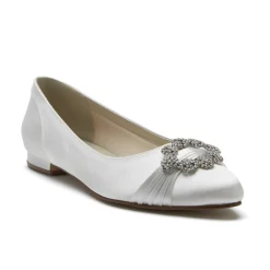Rainbow Club Dulcie Färbbare elfenbeinfarbene Satin Pumps mit Kristallbrosche* Hochzeitsschuhe | Schuhe Zum Färben