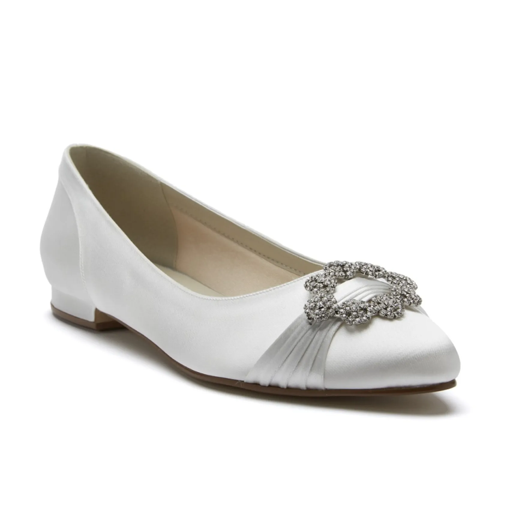 Rainbow Club Dulcie Färbbare elfenbeinfarbene Satin Pumps mit Kristallbrosche* Hochzeitsschuhe | Schuhe Zum Färben