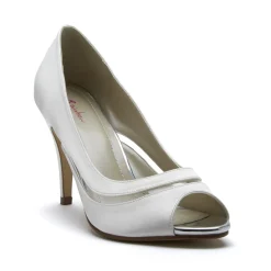 Rainbow Club Eloisa Färbbarer elfenbeinfarbener Satin und PVC Peep Toes* Hochzeitsschuhe | Hochhackige Schuhe