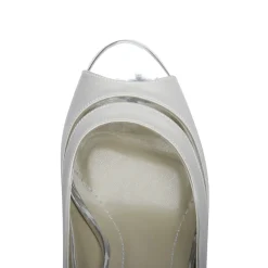 Rainbow Club Eloisa Färbbarer elfenbeinfarbener Satin und PVC Peep Toes* Hochzeitsschuhe | Hochhackige Schuhe