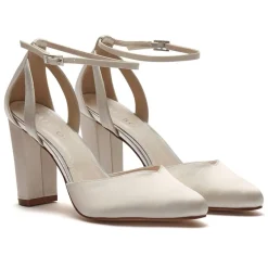 Rainbow Club Eve Färbbar Elfenbein Satin Knöchelriemen Block Heels* Hochzeitsschuhe | Hochhackige Schuhe