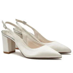 Rainbow Club Faith Färbbare Elfenbein Satin Breite Passform Slingback Block Heels* Schuhe Für Die Mutter Der Braut | Schuhe Für Brautjungfern
