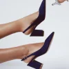 Rainbow Club Faith Navy Moire Breite Passform Slingback Block Heels* Schuhe Mit Mittlerem Absatz | Schuhe Für Die Mutter Der Braut