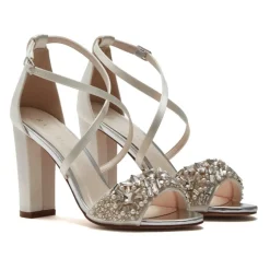 Rainbow Club Fern Elfenbein Satin verschönert High Block Heel Sandalen* Hochzeitsschuhe | Hochhackige Schuhe