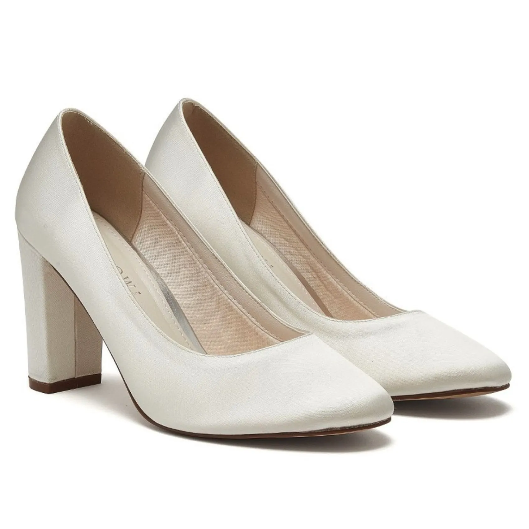 Rainbow Club Frances Färbbare Elfenbein Satin Blockabsatz Schuhe* Hochzeitsschuhe | Hochhackige Schuhe