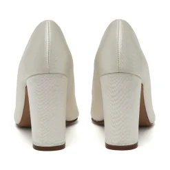Rainbow Club Frances Färbbare Elfenbein Satin Blockabsatz Schuhe* Hochzeitsschuhe | Hochhackige Schuhe