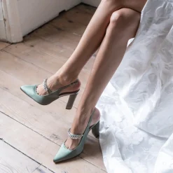 Rainbow Club Freya Elfenbein glitzernde Slingback Block Heels (Weite Passform)* Hochzeitsschuhe | Hochhackige Schuhe