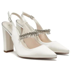 Rainbow Club Freya Elfenbein glitzernde Slingback Block Heels (Weite Passform)* Hochzeitsschuhe | Hochhackige Schuhe