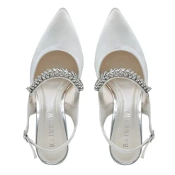 Rainbow Club Freya Elfenbein Satin Glitzernde Slingback Flats (Weite Passform)* Hochzeitsschuhe | Schuhe Zum Färben