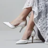 Rainbow Club Georgia Elfenbeinfarbene Satin- und Silberglitzer-Halbschuhe* Hochzeitsschuhe | Hochhackige Schuhe