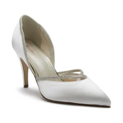 Rainbow Club Georgia Elfenbeinfarbene Satin- und Silberglitzer-Halbschuhe* Hochzeitsschuhe | Hochhackige Schuhe