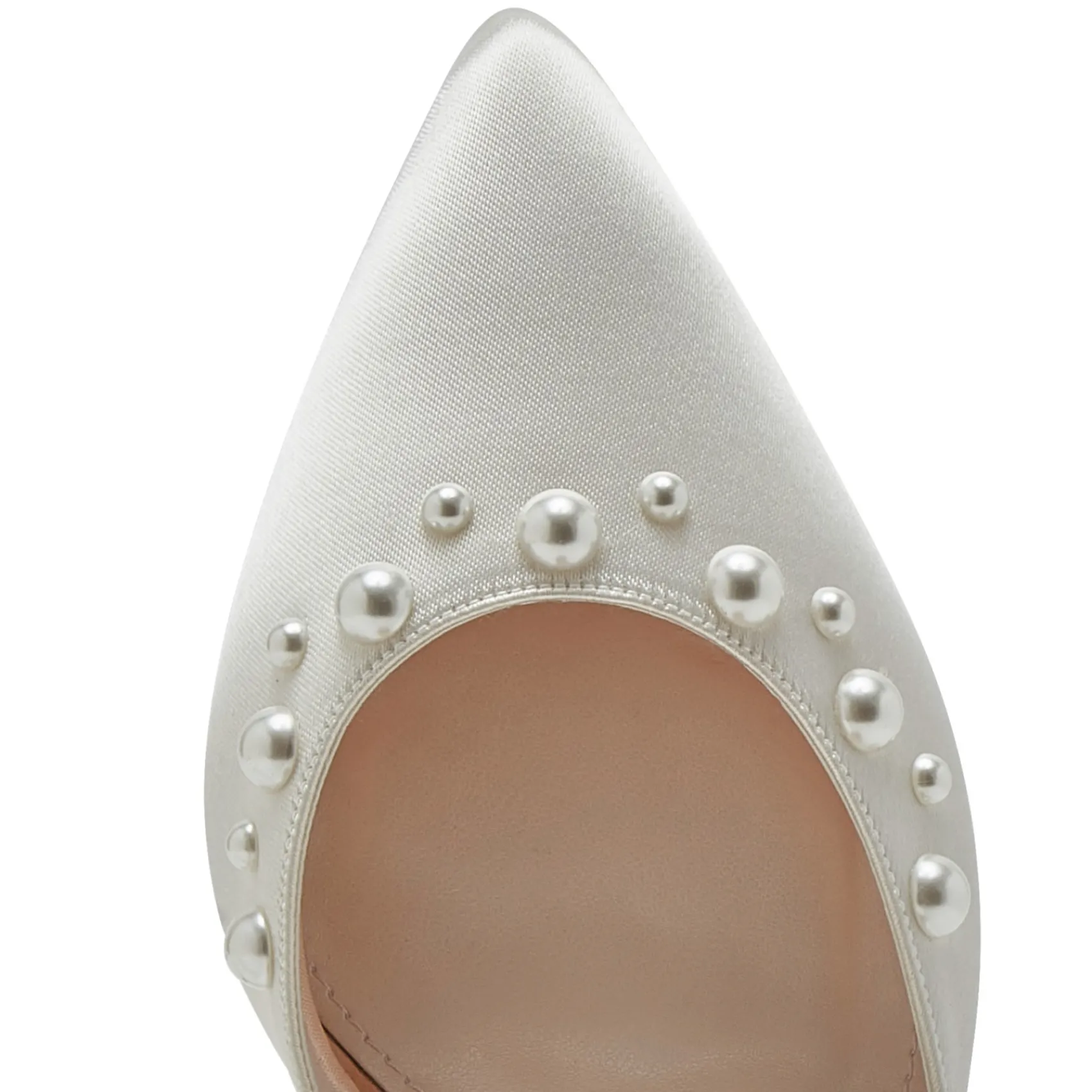 Rainbow Club Hannah Färbbare Elfenbein Satin Breite Passform Perle Block Heels* Hochzeitsschuhe | Schuhe Mit Mittlerem Absatz