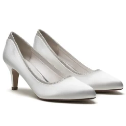 Rainbow Club Jara Elfenbeinfarbene Satin- und Silberglitzer-Schuhe mit breiter Passform* Schuhe Für Die Mutter Der Braut | Hochzeitsschuhe