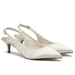 Rainbow Club Joni Färbbare Elfenbeinfarbene Satin Slingback Kitten Heels* Schuhe Für Die Mutter Der Braut | Hochzeitsschuhe