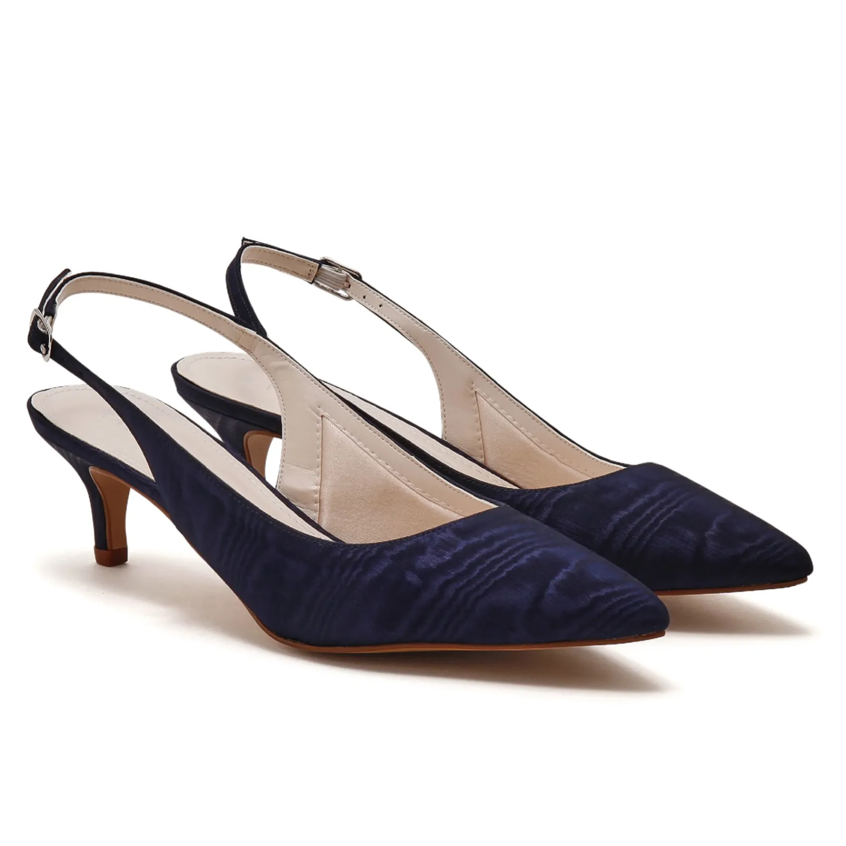Rainbow Club Joni Navy Moiré Slingback Kitten Heels* Schuhe Für Die Mutter Der Braut | Schuhe Mit Niedrigem Absatz