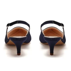 Rainbow Club Joni Navy Moiré Slingback Kitten Heels* Schuhe Für Die Mutter Der Braut | Schuhe Mit Niedrigem Absatz