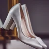 Rainbow Club Keily Einfärbbare Elfenbein Satin Blockabsatz Court Schuhe* Hochzeitsschuhe | Hochhackige Schuhe
