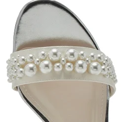 Rainbow Club Kendall Elfenbein Satin Perlen Flache Hochzeitssandalen* Hochzeitsschuhe | Schuhe Mit Niedrigem Absatz