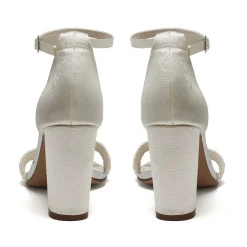 Rainbow Club Lois Elfenbeinfarbene Satin-Sandalen mit Blockabsatz und Rüschendetail* Schuhe Für Hochzeitsgäste | Schuhe Für Brautjungfern