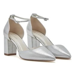 Rainbow Club Luna Silver Sparkle Wide Fit Ankle Strap Block Heels* Glitzernde Ballschuhe | Silberne Ballschuhe