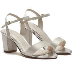 Rainbow Club Margot Färbbare Elfenbeinfarbene Satin Sandalen mit mittlerem Blockabsatz* Weiße Ballschuhe | Abschlussball-sandalen