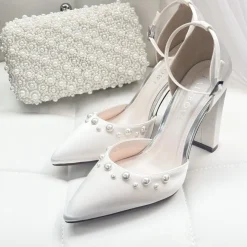 Rainbow Club Maya Elfenbein Satin Blockabsatz Knöchelriemen Gericht Schuhe* Hochzeitsschuhe | Hochhackige Schuhe