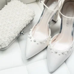 Rainbow Club Maya Elfenbein Satin Blockabsatz Knöchelriemen Gericht Schuhe* Hochzeitsschuhe | Hochhackige Schuhe
