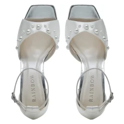 Rainbow Club Maya Mid Elfenbein Satin Perlen Blockabsatz Sandalen (Weite Passform)* Hochzeitsschuhe | Schuhe Mit Mittlerem Absatz