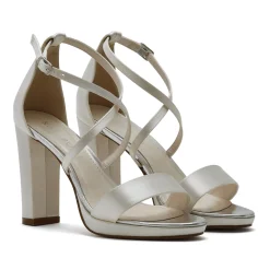 Rainbow Club Nivana Färbbare Elfenbein Satin Blockabsatz Plateau Sandalen* Schuhe Für Hochzeitsgäste | Schuhe Für Brautjungfern